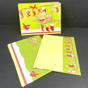 Set of 8 Vintage Paper Magic Group Owls & Stockings Pop-Up 3D Christmas Cards